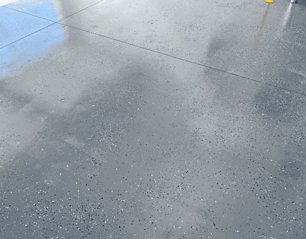 decorative concrete floor coating with flake finish in Bergen County NJ